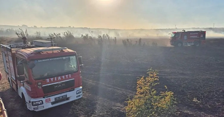 Balıkesir’de merada çıkan yangın söndürüldü